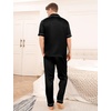 image:imageSWOMOG Mens Satin Pajama Set Short Sleeve Classic Sleepwear Button Down Silky Loungewear with Long PantsBlack