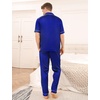 image:imageSWOMOG Mens Satin Pajama Set Short Sleeve Classic Sleepwear Button Down Silky Loungewear with Long PantsBlue
