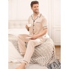image:imageSWOMOG Mens Satin Pajama Set Short Sleeve Classic Sleepwear Button Down Silky Loungewear with Long PantsChampagne