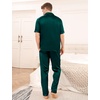 image:imageSWOMOG Mens Satin Pajama Set Short Sleeve Classic Sleepwear Button Down Silky Loungewear with Long PantsDeep Green