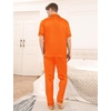 image:imageSWOMOG Mens Satin Pajama Set Short Sleeve Classic Sleepwear Button Down Silky Loungewear with Long PantsOrange