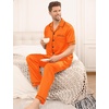 image:imageSWOMOG Mens Satin Pajama Set Short Sleeve Classic Sleepwear Button Down Silky Loungewear with Long PantsOrange
