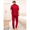 image:imageSWOMOG Mens Satin Pajama Set Short Sleeve Classic Sleepwear Button Down Silky Loungewear with Long PantsRed