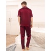 image:imageSWOMOG Mens Satin Pajama Set Short Sleeve Classic Sleepwear Button Down Silky Loungewear with Long PantsWine Red