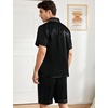 image:imageSWOMOG Mens Silk Pajama Set 2 Pieces Short Sleeve Soft Satin Sleepwear Button Down PjBlack