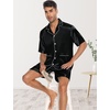 image:imageSWOMOG Mens Silk Pajama Set 2 Pieces Short Sleeve Soft Satin Sleepwear Button Down PjBlack