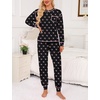 image:imageSWOMOG Pajamas Womens Long Sleeve Sleepwear with Long Pants Soft Loungewear Pj Set SXXLBlack Bow