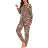 image:imageSWOMOG Pajamas Womens Long Sleeve Sleepwear with Long Pants Soft Loungewear Pj Set SXXLBlack Leopard