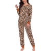 image:imageSWOMOG Pajamas Womens Long Sleeve Sleepwear with Long Pants Soft Loungewear Pj Set SXXLBlack Leopard