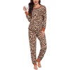 image:imageSWOMOG Pajamas Womens Long Sleeve Sleepwear with Long Pants Soft Loungewear Pj Set SXXLBlack Leopard