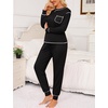 image:imageSWOMOG Pajamas Womens Long Sleeve Sleepwear with Long Pants Soft Loungewear Pj Set SXXLCarbon Black