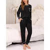 image:imageSWOMOG Pajamas Womens Long Sleeve Sleepwear with Long Pants Soft Loungewear Pj Set SXXLCarbon Black
