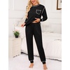 image:imageSWOMOG Pajamas Womens Long Sleeve Sleepwear with Long Pants Soft Loungewear Pj Set SXXLCarbon Black