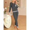 image:imageSWOMOG Pajamas Womens Long Sleeve Sleepwear with Long Pants Soft Loungewear Pj Set SXXLDeep Grey