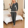 image:imageSWOMOG Pajamas Womens Long Sleeve Sleepwear with Long Pants Soft Loungewear Pj Set SXXLDeep Grey