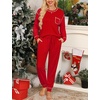 image:imageSWOMOG Pajamas Womens Long Sleeve Sleepwear with Long Pants Soft Loungewear Pj Set SXXLRed