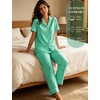 image:imageSWOMOG Women 100 Cotton Pajamas Set 2PCS ButtonDown Sleepwear Tops and Pants with Pocket Summer Loungewear M