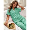 image:imageSWOMOG Women 100 Cotton Pajamas Set 2PCS ButtonDown Sleepwear Tops and Pants with Pocket Summer Loungewear M