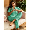 image:imageSWOMOG Women 100 Cotton Pajamas Set 2PCS ButtonDown Sleepwear Tops and Pants with Pocket Summer Loungewear M