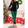 image:imageSWOMOG Women Christmas Pajamas Sets Buffalo Plaid Pajama Pants with Pockets Long Sleeve Tops Loungewear SetBlack  Green Plaid