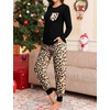 image:imageSWOMOG Women Christmas Pajamas Sets Buffalo Plaid Pajama Pants with Pockets Long Sleeve Tops Loungewear SetBlack Leopard