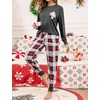 image:imageSWOMOG Women Christmas Pajamas Sets Buffalo Plaid Pajama Pants with Pockets Long Sleeve Tops Loungewear SetDeep Grey