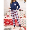 image:imageSWOMOG Women Christmas Pajamas Sets Buffalo Plaid Pajama Pants with Pockets Long Sleeve Tops Loungewear SetNavy Blue