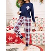 image:imageSWOMOG Women Christmas Pajamas Sets Buffalo Plaid Pajama Pants with Pockets Long Sleeve Tops Loungewear SetNavy Blue
