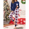 image:imageSWOMOG Women Christmas Pajamas Sets Buffalo Plaid Pajama Pants with Pockets Long Sleeve Tops Loungewear SetNavy Blue