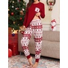 image:imageSWOMOG Women Christmas Pajamas Sets Buffalo Plaid Pajama Pants with Pockets Long Sleeve Tops Loungewear SetWine Red Tree