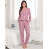 image:imageSWOMOG Womens Pajamas Set Long Sleeve Sleepwear Button Down Nightwear Soft Joggers PJs Sets with Pockets Lounge SetsTaro Purple