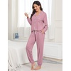 image:imageSWOMOG Womens Pajamas Set Long Sleeve Sleepwear Button Down Nightwear Soft Joggers PJs Sets with Pockets Lounge SetsTaro Purple