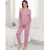 image:imageSWOMOG Womens Pajamas Set Long Sleeve Sleepwear Button Down Nightwear Soft Joggers PJs Sets with Pockets Lounge SetsTaro Purple
