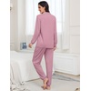 image:imageSWOMOG Womens Pajamas Set Long Sleeve Sleepwear Button Down Nightwear Soft Joggers PJs Sets with Pockets Lounge SetsTaro Purple