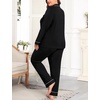 image:imageSWOMOG Womens Plus Size Pajamas Set Long Sleeve Sleepwear Button Down Tops Soft Pajama Pants 2 Pcs Lounge Sets with PocketBlack
