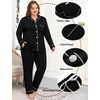 image:imageSWOMOG Womens Plus Size Pajamas Set Long Sleeve Sleepwear Button Down Tops Soft Pajama Pants 2 Pcs Lounge Sets with PocketBlack