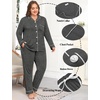 image:imageSWOMOG Womens Plus Size Pajamas Set Long Sleeve Sleepwear Button Down Tops Soft Pajama Pants 2 Pcs Lounge Sets with PocketDark Grey