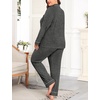 image:imageSWOMOG Womens Plus Size Pajamas Set Long Sleeve Sleepwear Button Down Tops Soft Pajama Pants 2 Pcs Lounge Sets with PocketDark Grey