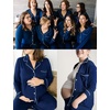 image:imageSWOMOG Womens Plus Size Pajamas Set Long Sleeve Sleepwear Button Down Tops Soft Pajama Pants 2 Pcs Lounge Sets with PocketNavy Blue