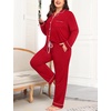image:imageSWOMOG Womens Plus Size Pajamas Set Long Sleeve Sleepwear Button Down Tops Soft Pajama Pants 2 Pcs Lounge Sets with PocketRed