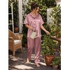 image:imageSWOMOG Womens Plus Size Pajamas Silk Satin Pajama Set Short Sleeve Shirt with FullLength Pants Pjs Sleepwear Set 18W26WMisty Rose