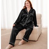 image:imageSWOMOG Womens Plus Size Pajamas Silky Pajama Set Button Down Sleepwear Classic Silk Pj Set Ladies Two Piece Loungewear SetBlack