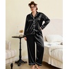 image:imageSWOMOG Womens Plus Size Pajamas Silky Pajama Set Button Down Sleepwear Classic Silk Pj Set Ladies Two Piece Loungewear SetBlack