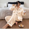 image:imageSWOMOG Womens Plus Size Pajamas Silky Pajama Set Button Down Sleepwear Classic Silk Pj Set Ladies Two Piece Loungewear SetChampagne