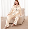 image:imageSWOMOG Womens Plus Size Pajamas Silky Pajama Set Button Down Sleepwear Classic Silk Pj Set Ladies Two Piece Loungewear SetChampagne