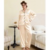 image:imageSWOMOG Womens Plus Size Pajamas Silky Pajama Set Button Down Sleepwear Classic Silk Pj Set Ladies Two Piece Loungewear SetChampagne