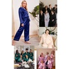 image:imageSWOMOG Womens Plus Size Pajamas Silky Pajama Set Button Down Sleepwear Classic Silk Pj Set Ladies Two Piece Loungewear SetDark Green