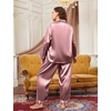 image:imageSWOMOG Womens Plus Size Pajamas Silky Pajama Set Button Down Sleepwear Classic Silk Pj Set Ladies Two Piece Loungewear SetMisty Rose