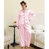 image:imageSWOMOG Womens Plus Size Pajamas Silky Pajama Set Button Down Sleepwear Classic Silk Pj Set Ladies Two Piece Loungewear SetPink