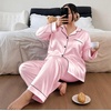 image:imageSWOMOG Womens Plus Size Pajamas Silky Pajama Set Button Down Sleepwear Classic Silk Pj Set Ladies Two Piece Loungewear SetPink